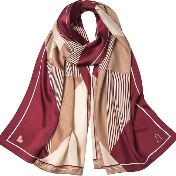 100% Mulberry Silk Scarf - 70'' X 21'' Long Satin Fashion Designer Scarf - Light - Picture 1 of 7